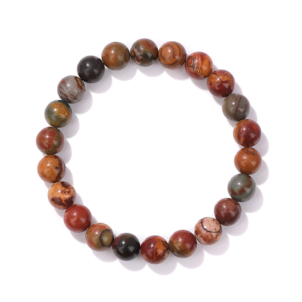 Men's Natural Stone Beads White Turquoise Elastic Bracelets
