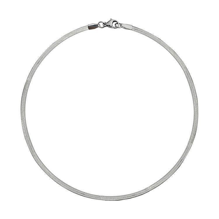 Women's & Men's Simple Blade Snake Bone Flat Clavicle Necklaces