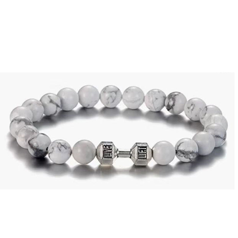 Stone Black Matte Alloy Dumbbell Energy Bracelets