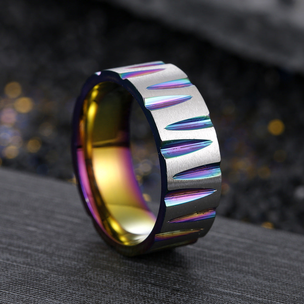 Stainless Steel Titanium Colorful Brushed Matte Rings