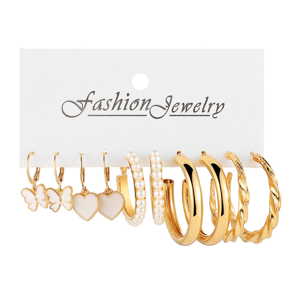Butterfly Pairs Suit Creative Retro Peach Earrings