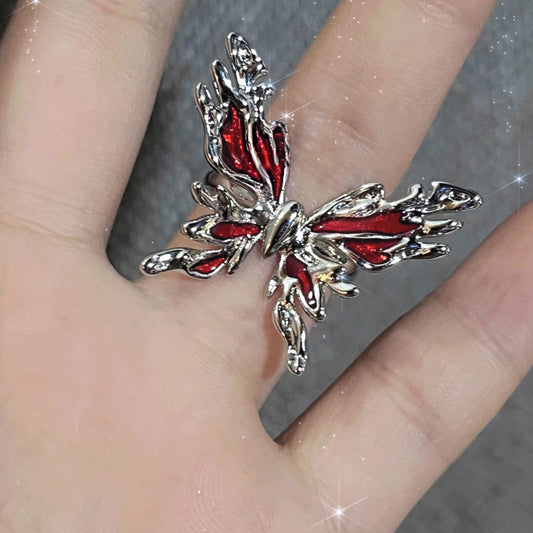 Punk Cross Butterfly Open-end Personality Female Rings