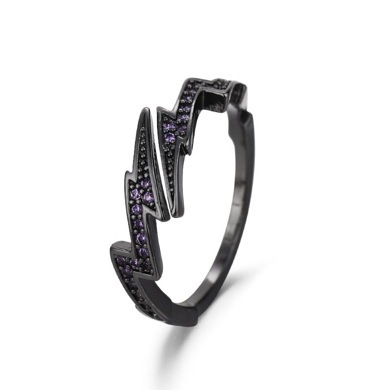 Men's Diamond Lightning Trendy Irregular Ecg Index Rings