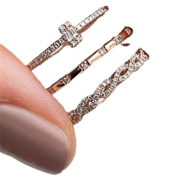 Fashion Ornament Cross Square Rhinestone Zircon Rings