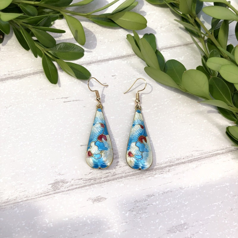 Women's Handmade Cloisonne Classical Simple Temperamental Water Earrings