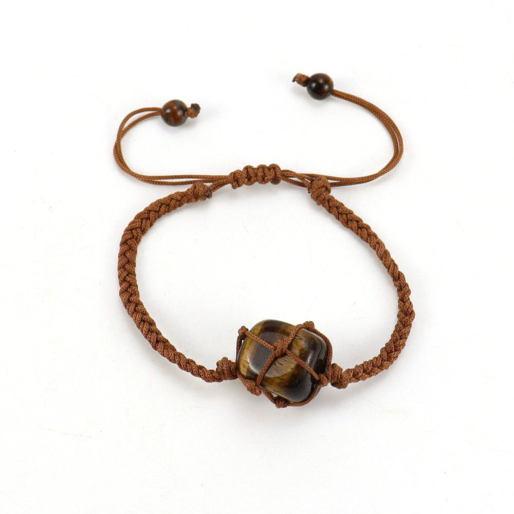 Brown Jade Thread Crystal Amethyst Stone Net Rings