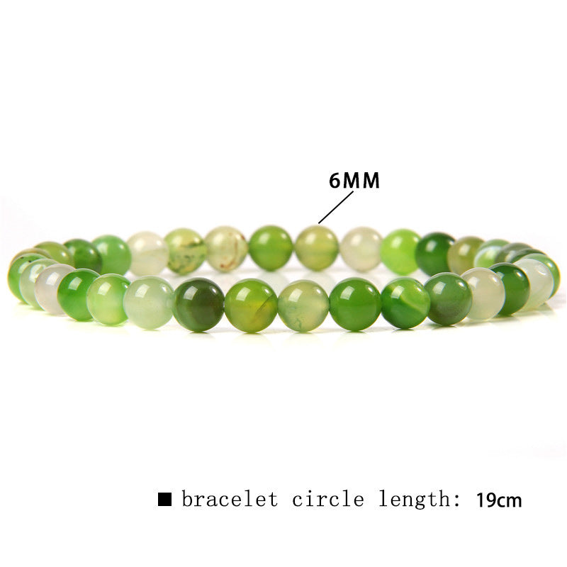 Women's & Men's Single Circle Beaded Natural Agate Stone Bracelets