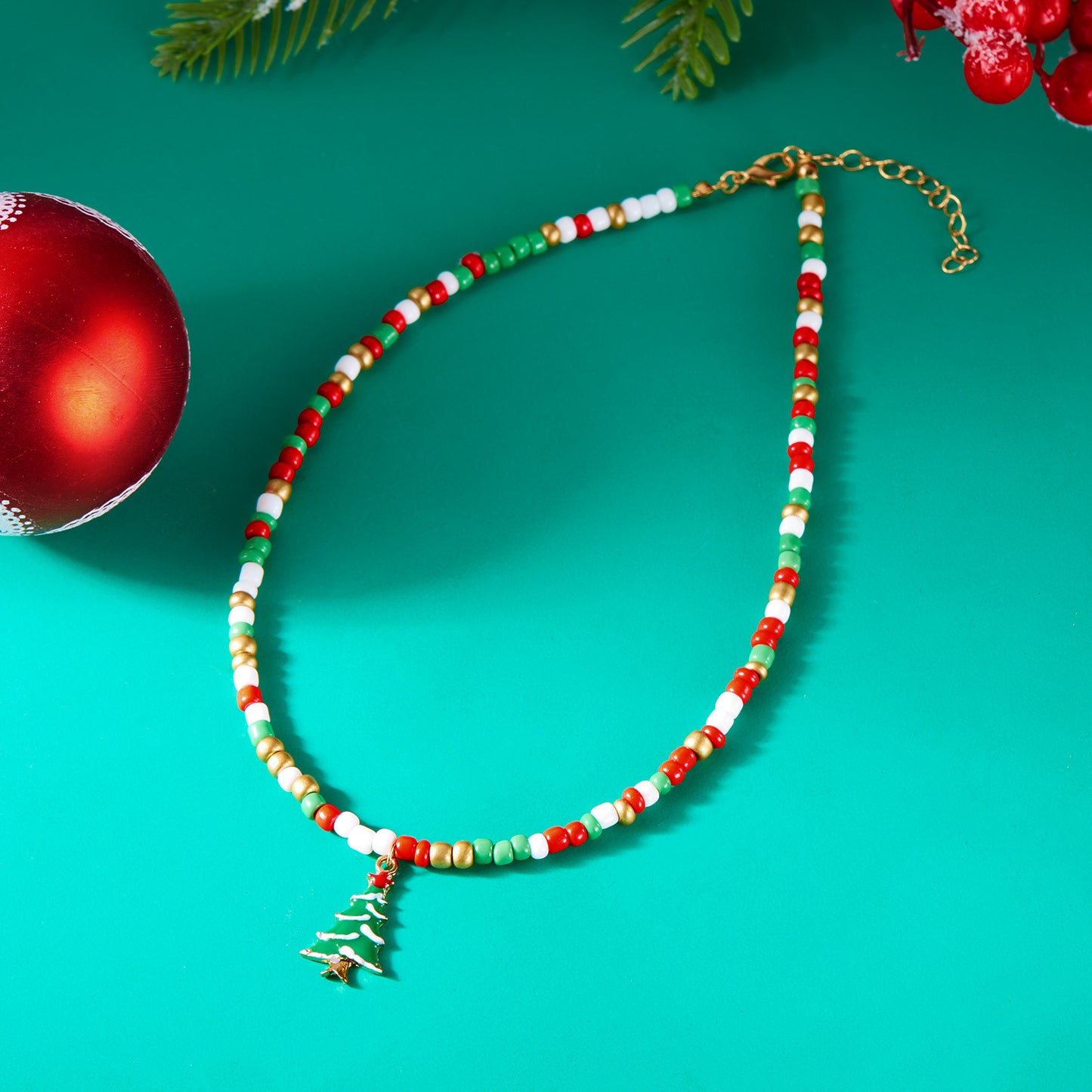 Women's Christmas Bead Fashion Santa Claus Tree Necklaces