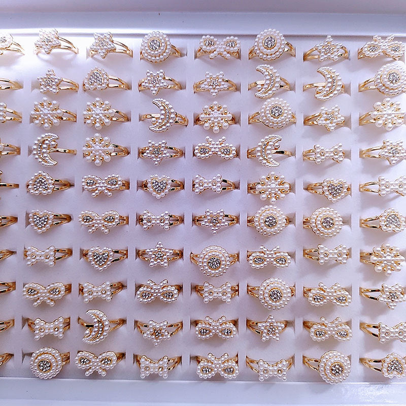 Gold-plated African Plastic Pearl Accessories More Rings