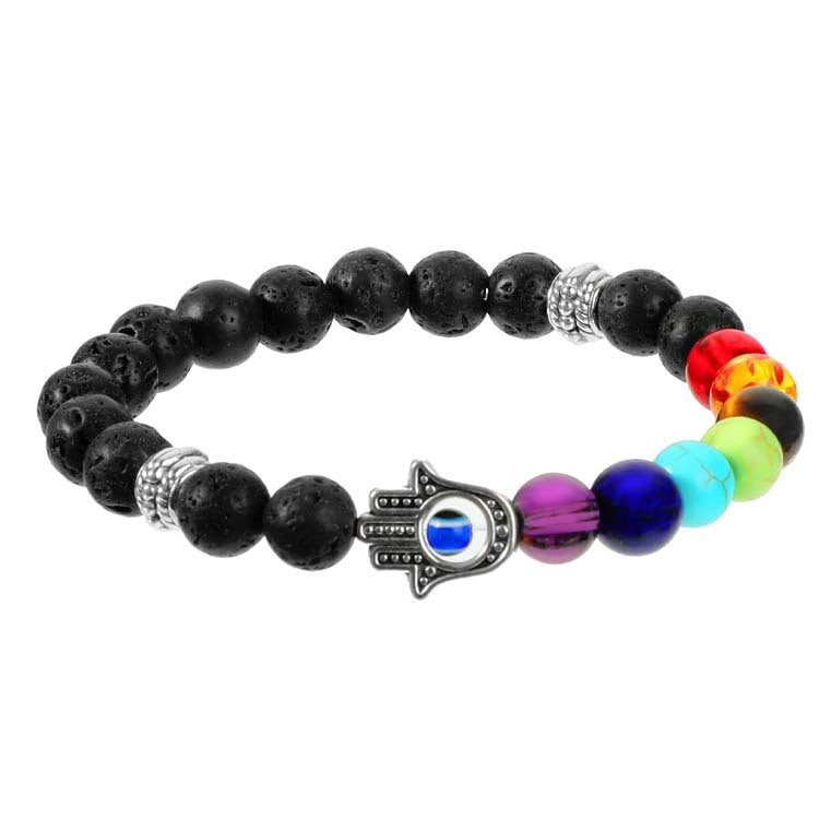 Fatima Palm Beaded Resin Glaze Blue Bracelets