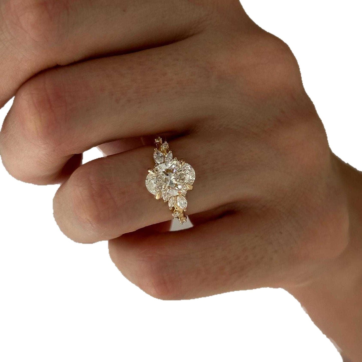 Luo Chen Super Flash Oval Big Diamond Creative High Sense Ring