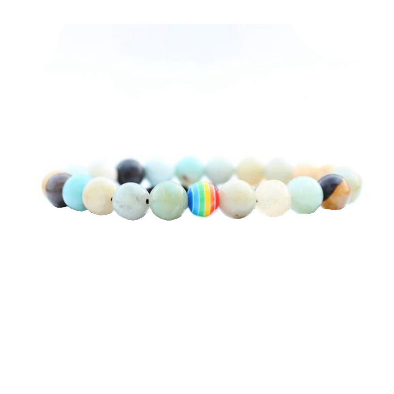 Women's Fashion Ornament Rainbow Beaded White Turquoise Bracelets