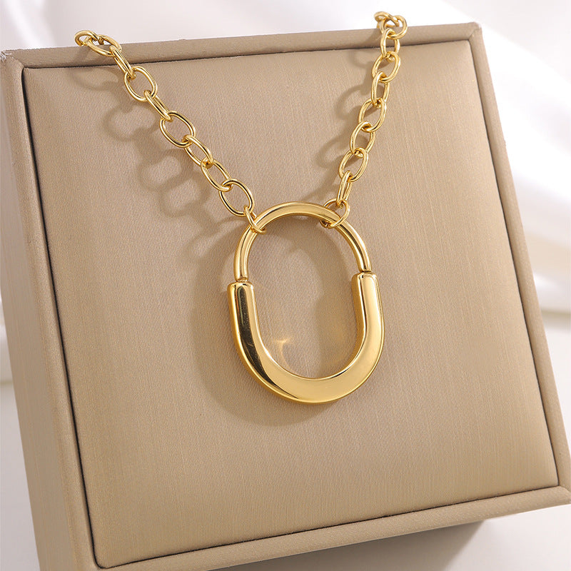 Design Titanium Steel Golden Lock Personalized Necklaces