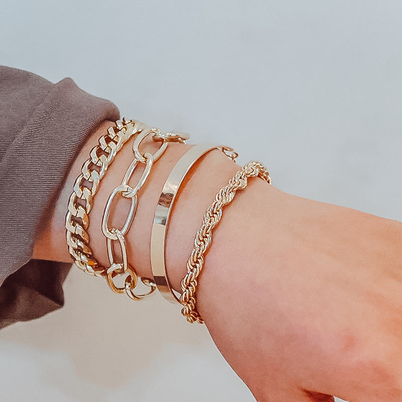 Women's Hip Hop Alloy Cuban Simple Hand Bracelets