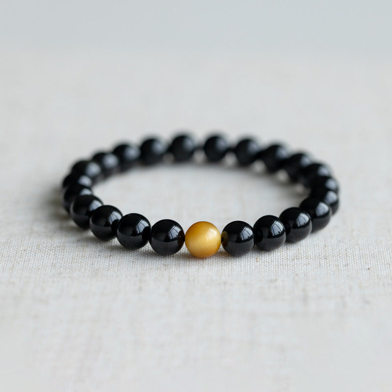 Live Broadcast Volcanic Rock Black Agate Map Stone Beaded Bracelets
