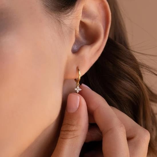 Inlaid Zircon Butterfly Flower Gold-plated Suit Earrings