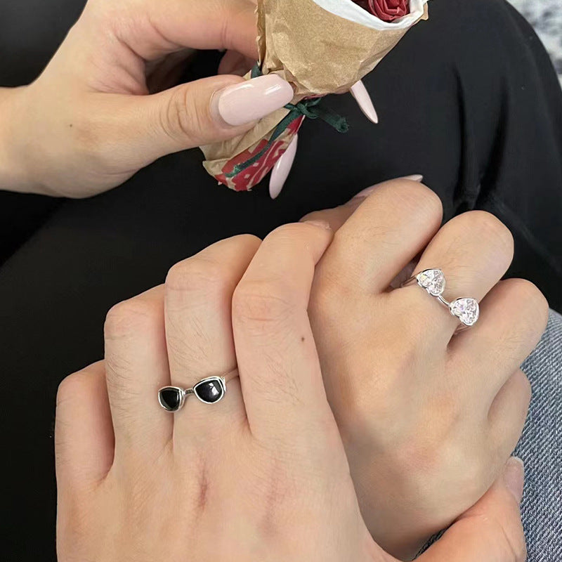 Glasses Female Design Fashion Open Index Rings