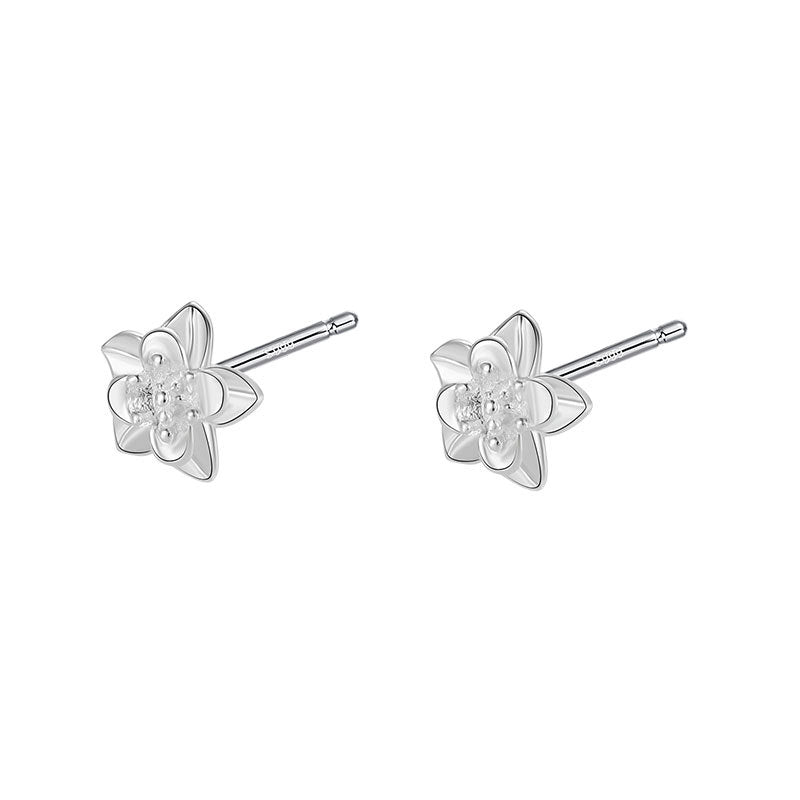 Sier Pure Flower Summer Simple Design Earrings