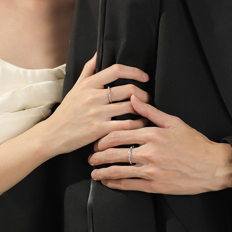 Sier Couple Pair Of Niche Girlfriends Rings