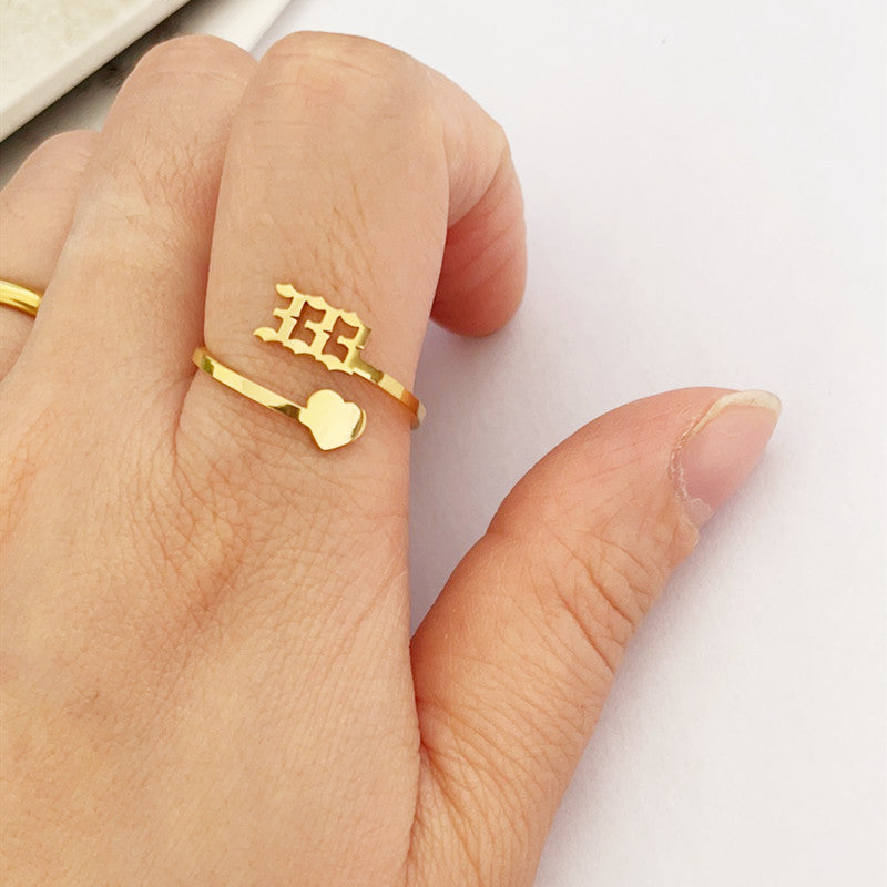 Stainless Steel Lucky Digital Auspicious Knuckle Rings