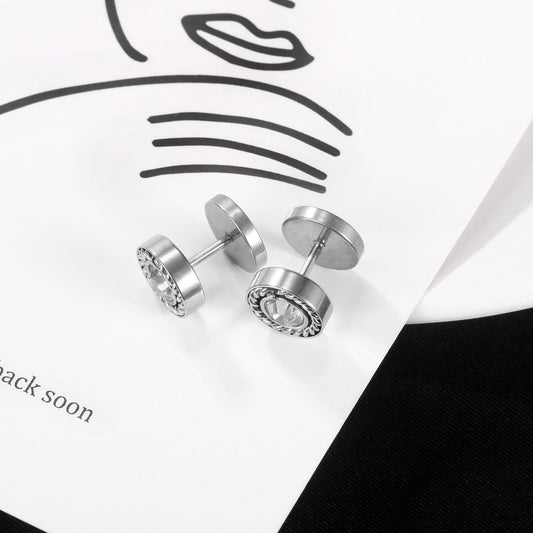 Personality Simple Titanium Steel Ear Round Earrings