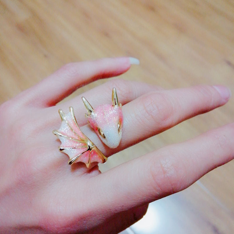 Sky Blue Dragon Open Female Personalized Minority Rings