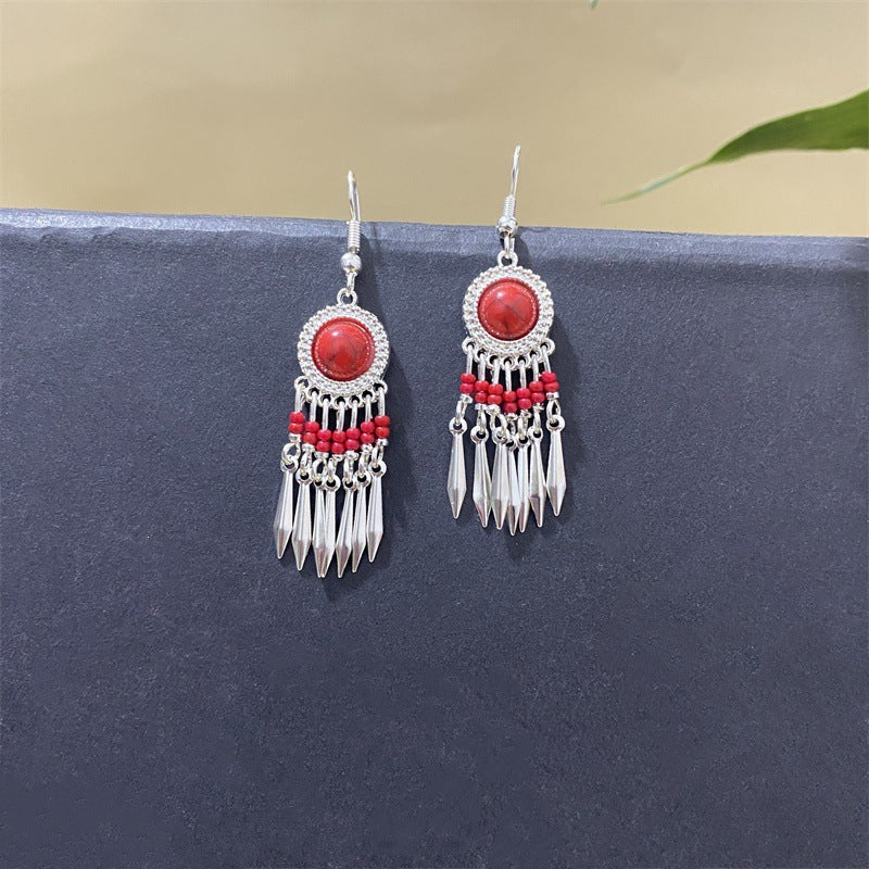 Ethnic Style Short Niche Color Eardrops Fimbrilla Rings