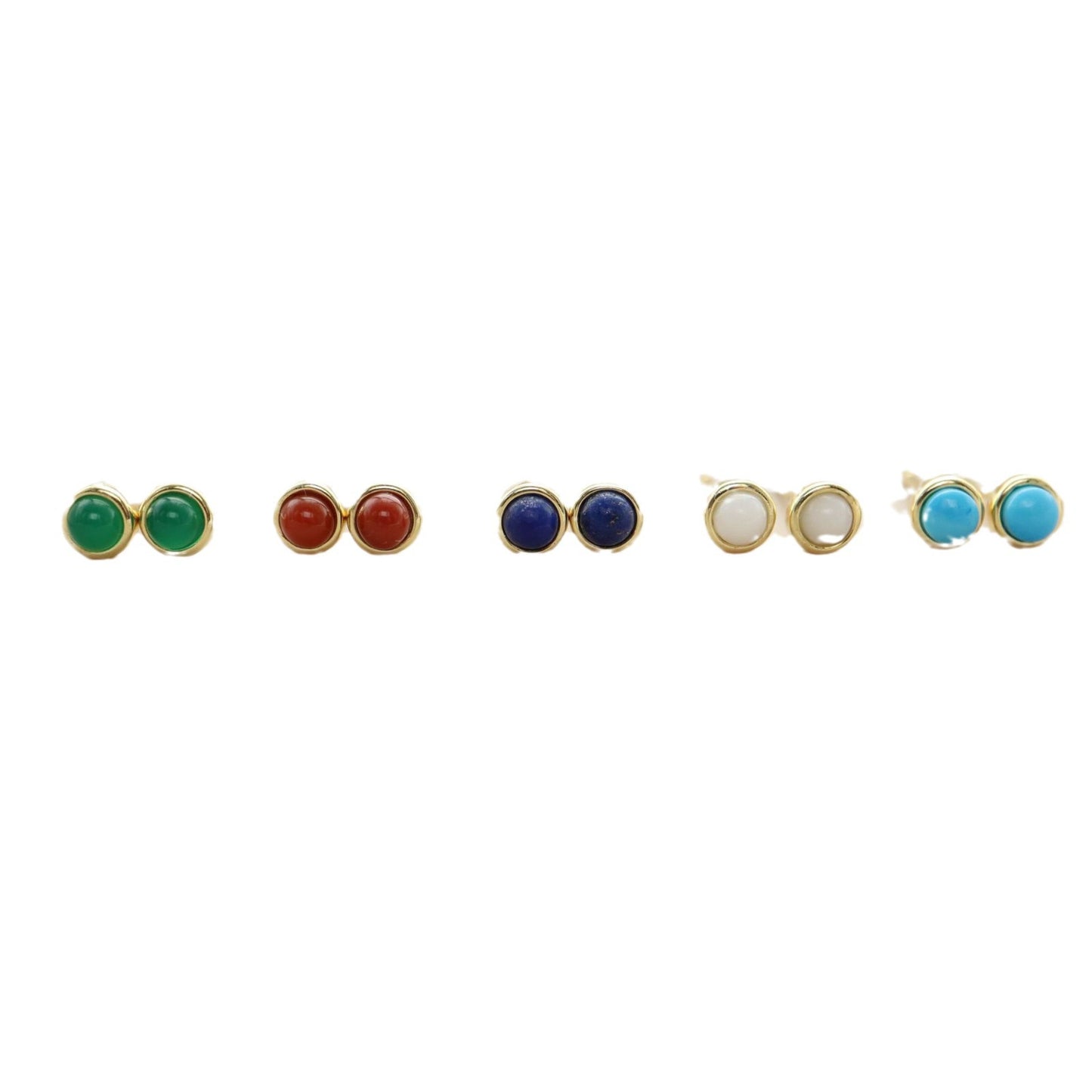 Women's & Men's Sterling Sier Multicolor Natural Stone Simple Earrings