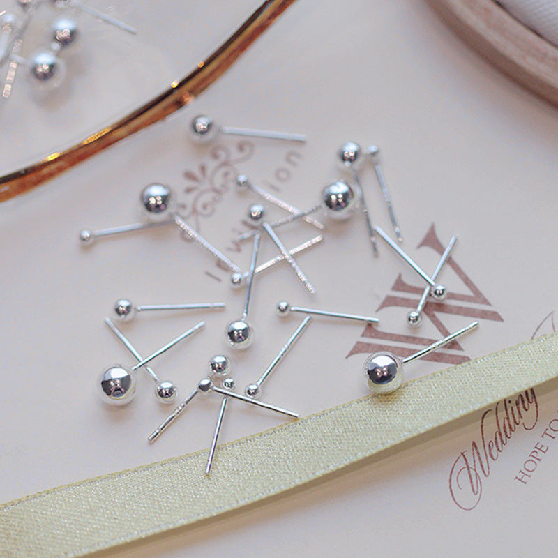 Matte Round Beads Small Ear Bulb Earrings