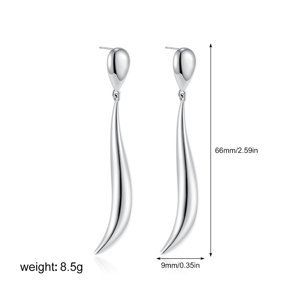 Long Water Drop Ear Line Texture Earrings