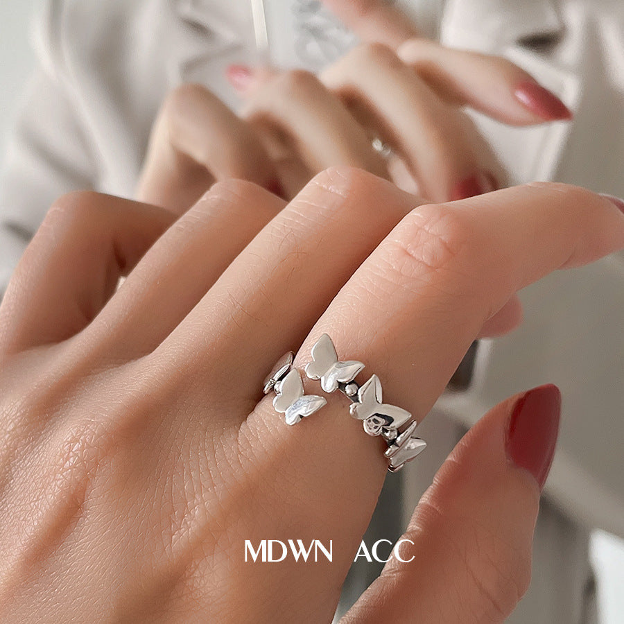 Women's Sugar Retro Fashion Geometry Pattern V-shaped Open Hip Hop Rings