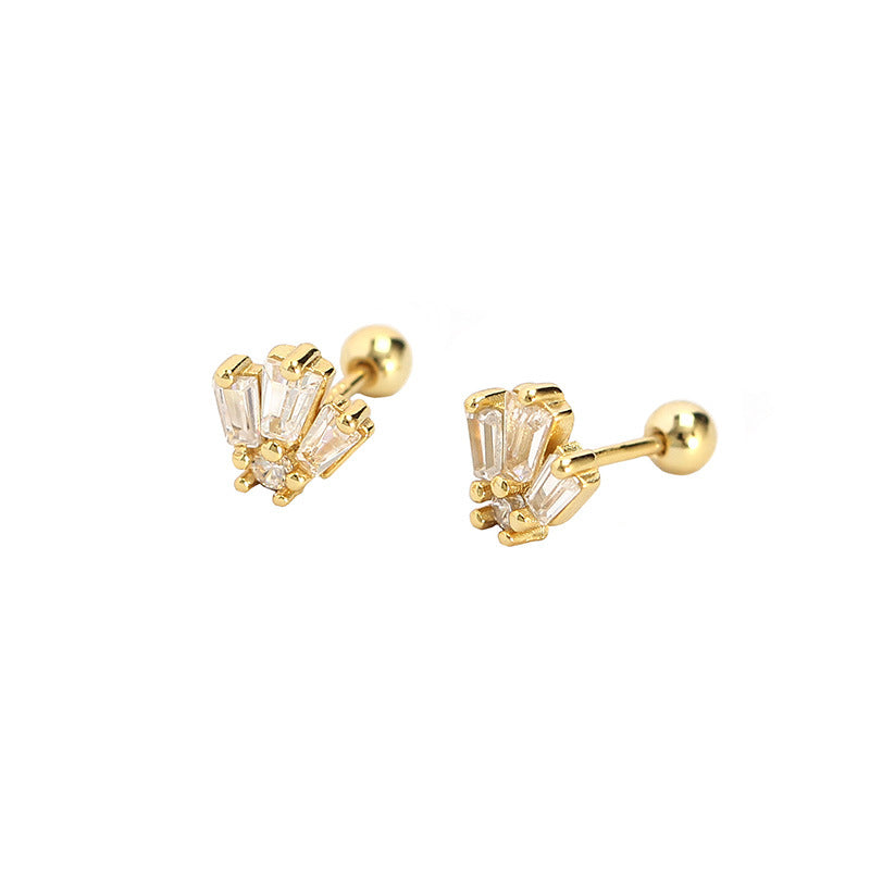 Piercing Ear Sier Ladder Square Zircon Earrings