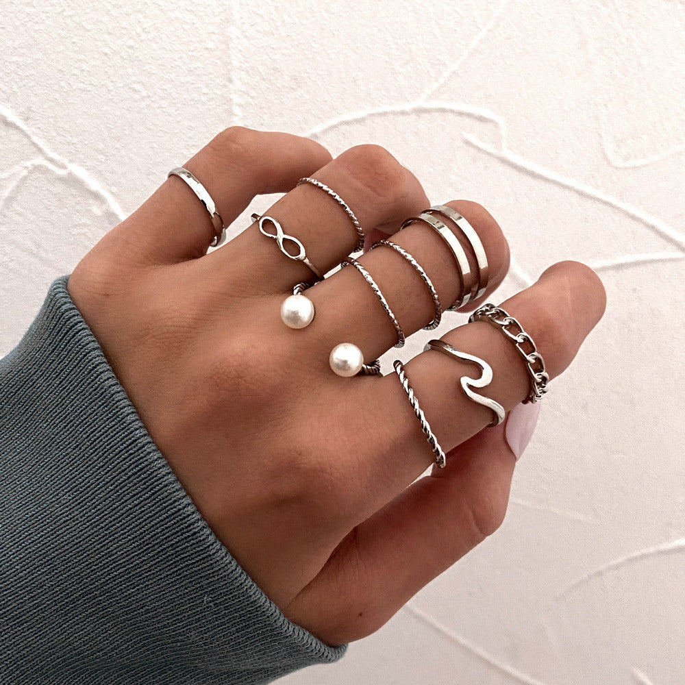 Sier Knuckle Set Cold Style Alloy Rings