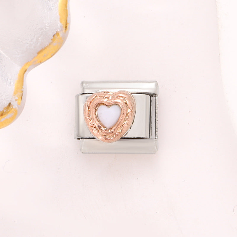 Fan-shaped Pink Peach Heart Single Stainless Bracelets