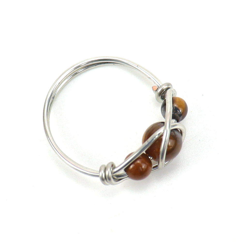 Handmade Winding Agate Beads Amethyst Crystal Rings