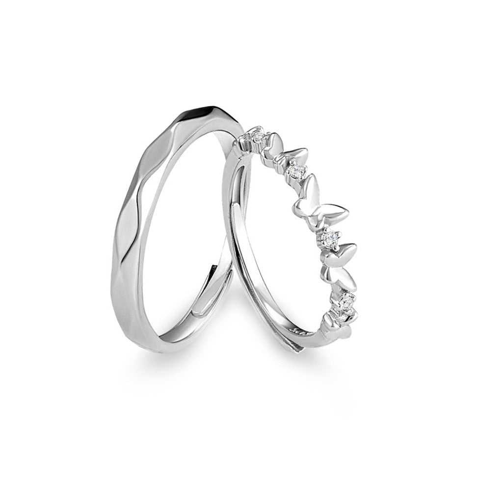 Lovers Sier-plated Simple Niche Love Gift For Boyfriend Rings