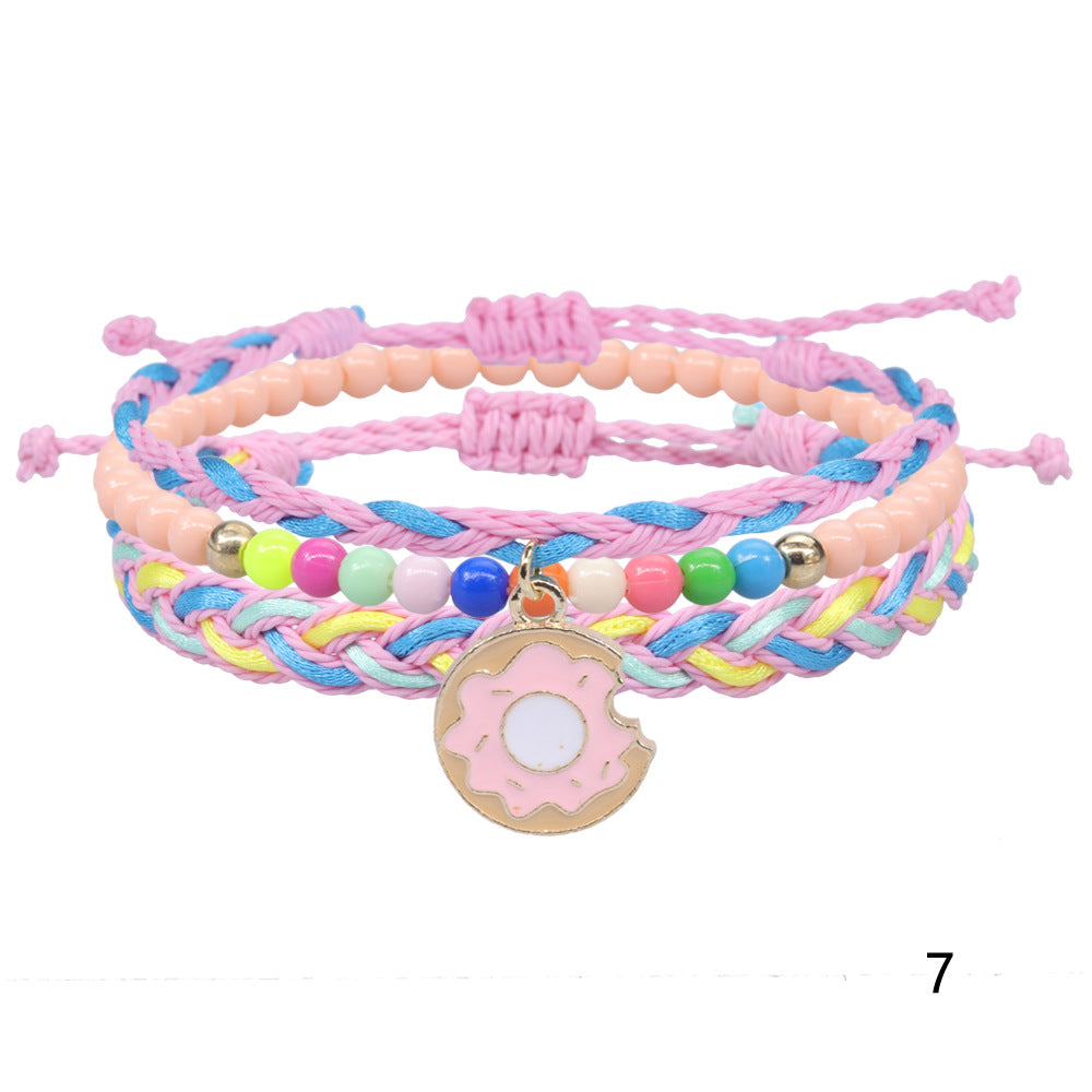 Dessert Series Woven Colorful Beads Wax Bracelets