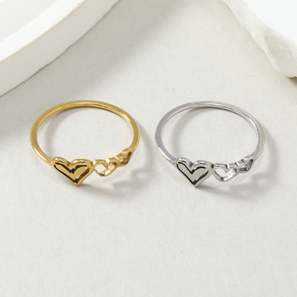 Simple Hollow Size Love Heart-shaped Personality Rings