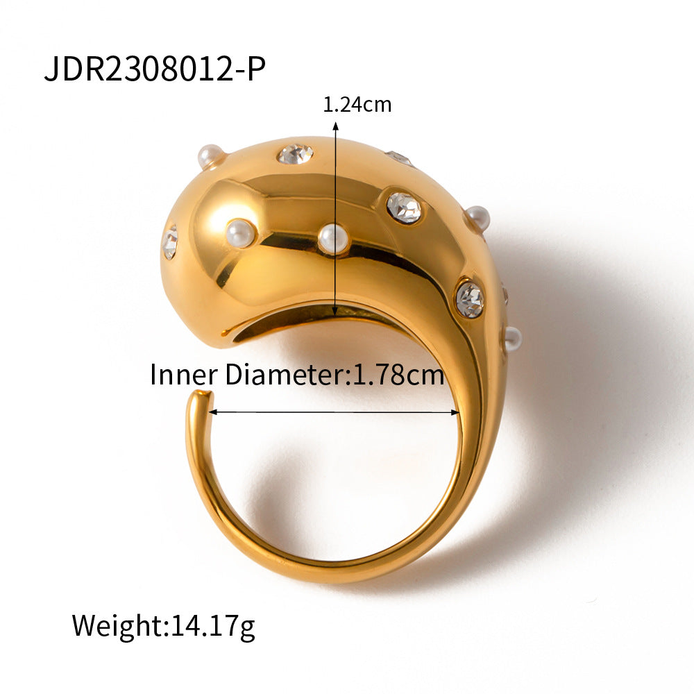 Stainless Steel Pearl Eye-catching High-grade Titanium Rings
