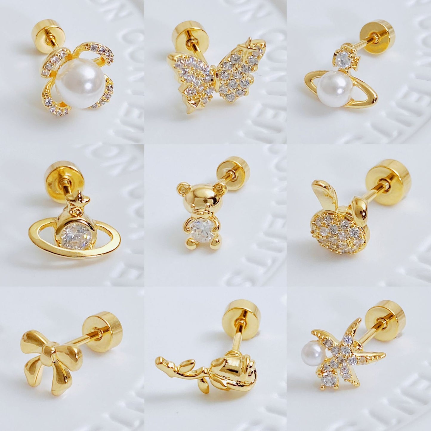 Exquisite Micro Inlaid Zircon Screw Ear Earrings