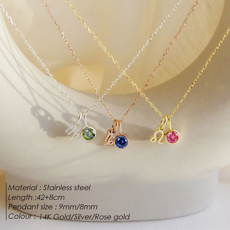 Women's Birthstone Twee Constellation Light Luxury Color Pendants