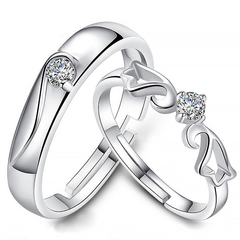 Opening Couple Female Diamond Angel Marriage Rings