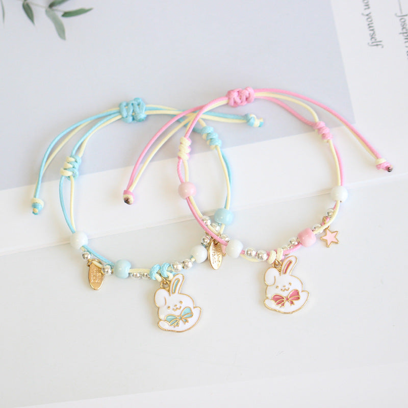 Cartoon Woven Rabbit Couple Girlfriends Campus Bracelets