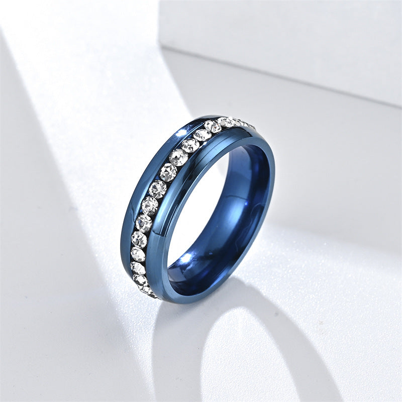 Style Niche Titanium Steel Single Row Stainless Diamond Rings