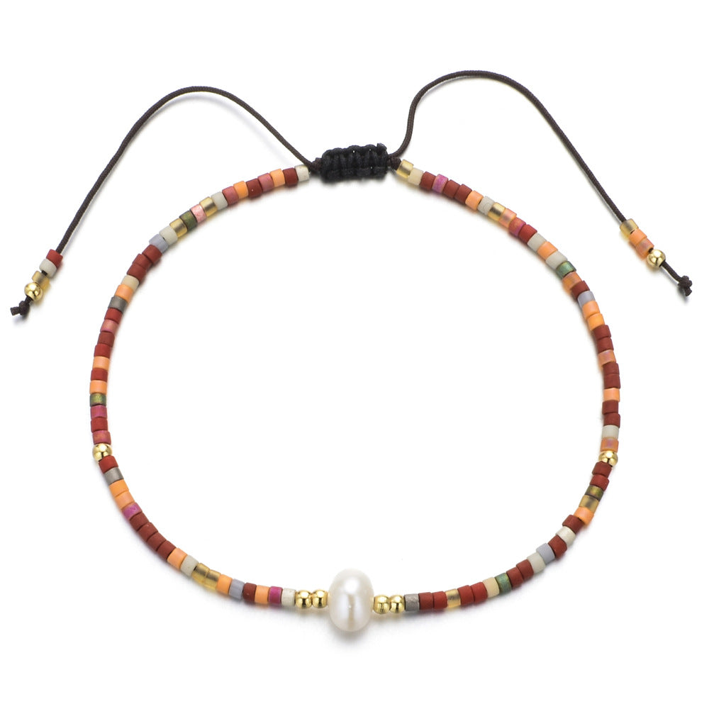 Single Japonica Rice Beads Female Adjustable Bracelets