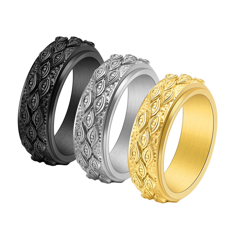 Men's Vintage God's Eye Rotatable Stainless Steel Rings