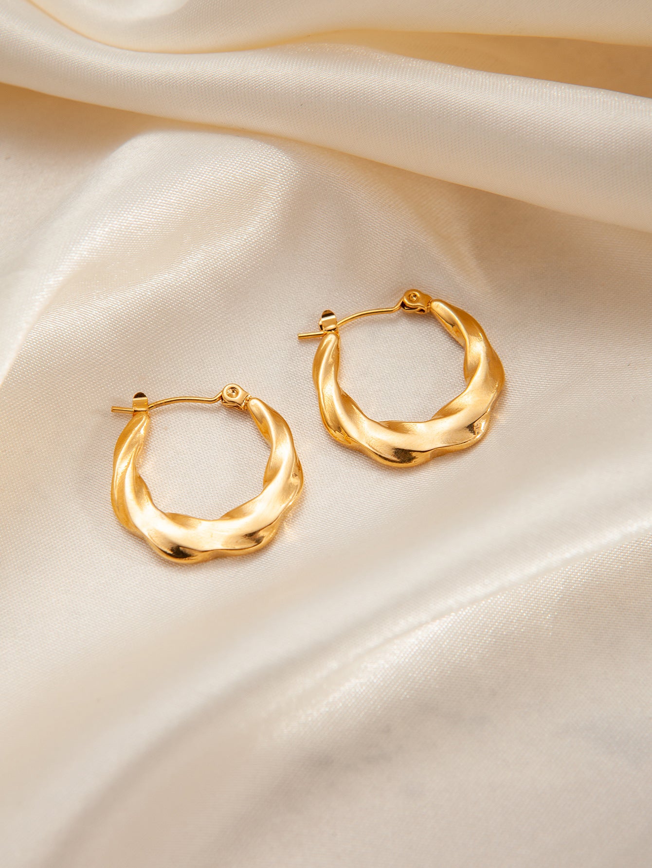 Stainless Steel Ginkgo Leaf Petals Golden Earrings