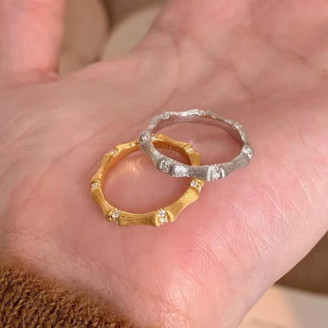 Style Retro Brushed Bamboo Light Luxury Rings