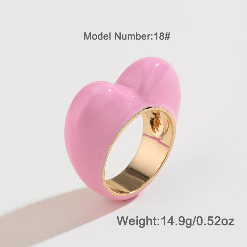 Peach Drop Oil Color Three-dimensional Enamel Rings