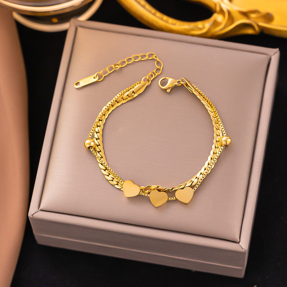 Women's Pearl Twist V-shaped Female Rainbow Diamond Bracelets